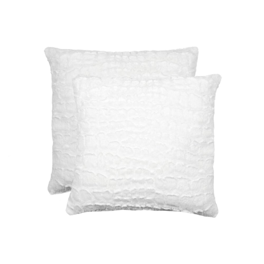 Luxe Home Decor Belton Faux Fur Pillow | 2-Piece | Ivory mink | 18"x18"